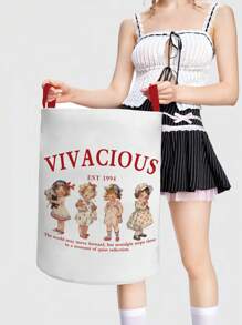 ROMWE Kawaii Phim hoạt hình Vintage Girl In hộp lưu trữ có thể gập lại dung lượng lớn 442464 - Nhiều màu - Xem 1