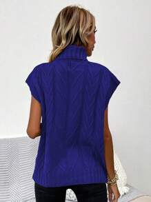 EMERY ROSE 高領蝙蝠袖毛衣背心 - 寶藍色 - 查看 2