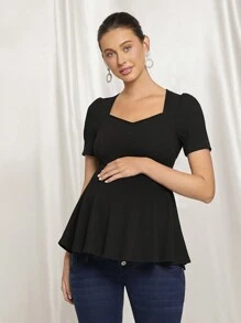 MaterniChic Maternity Party Color Block Simple Daily T-Shirt