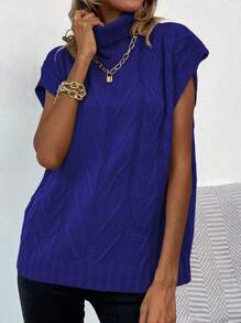 EMERY ROSE 高領蝙蝠袖毛衣背心 - 寶藍色 - 查看 7