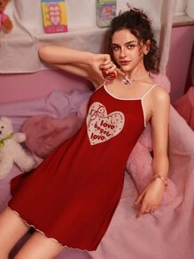 SweetSlumber 1 pieza Vestido de pijama de seda de leche con estampado digital para mujeres, 140g