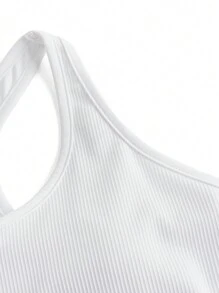 Easithlete Women High Elasticity Breathable Sports Gym Tank Top With Inner Lining, Built-In Bra Cups, Round Neckline And Open Back Design - White - View 4