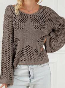 Calvaya Plus Size Spring/Autumn Leisure Hollow-Out Knit Pullover Sweater Knit Pullover Fall Winter Outfit