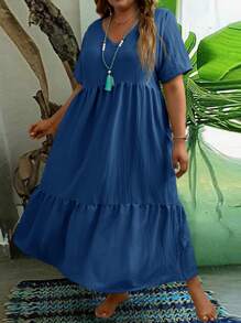 EMERY ROSE Váy mùa hè cỡ lớn - Màu xanh ngọc - Xem 3