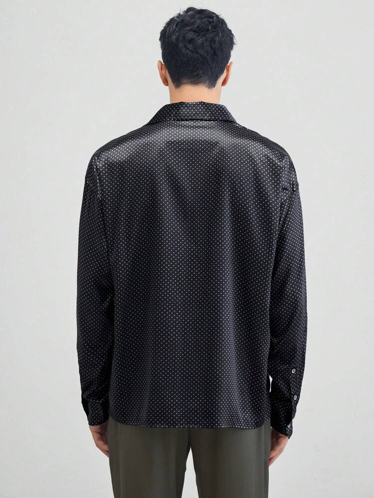 Men's Casual Slim Fit Woven Pattern Printed Long Sleeve Shirt