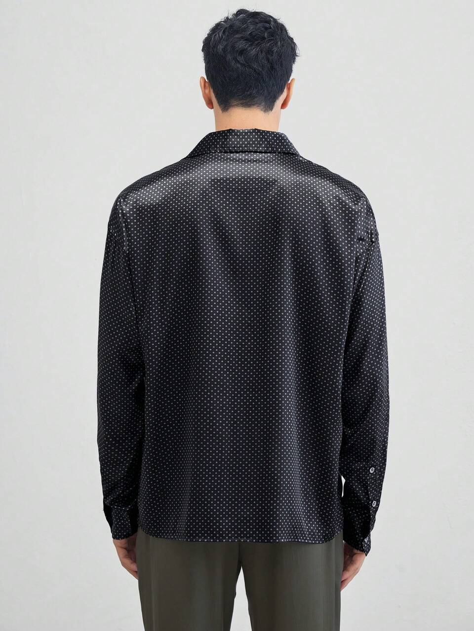 Men's Casual Slim Fit Woven Pattern Printed Long Sleeve Shirt