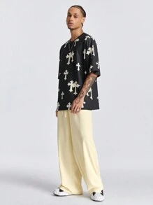 Manfinity VCAY Men's Loose Straight Knitted Long Underwear - Apricot - View 4