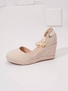 Fashionable Women's Casual/Beach Woven Wedge Heels - Apricot - View 3