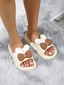 夏季室內外家用軟底卡通女拖鞋，舒適度極高 - 白色 - 查看 5
