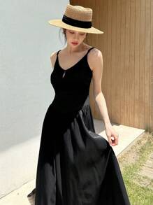 EastFlair New Chinese-Style Dress With Waist-Decorating Design - Black - View 1