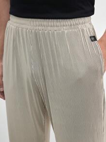 AKNOTIC Business Casual Pantalones casuales rectos de punto largo para hombre con cintura elástica y cordón, adecuados para uso diario en primavera y verano