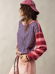 Bohemela 女式长袖条纹短款 T 恤，秋季 - 彩色 - 查看 6