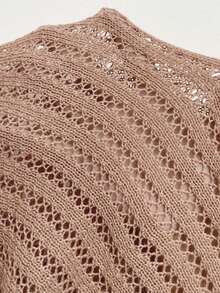 SHEIN LUNE Áo len dệt kim hở vai không có áo ngực - Màu Khaki - Xem 7
