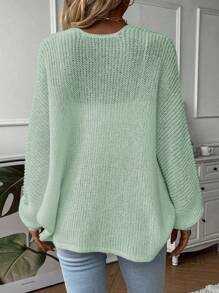 EMERY ROSE Áo len nữ dài tay phong cách đơn giản màu trơn hàng ngày - Màu xanh Bạc hà - Xem 2