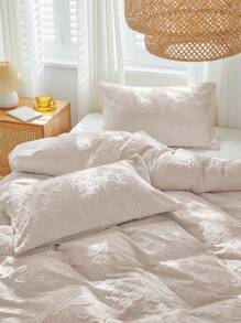 花卉圖案紋理質感被套套裝不附帶內芯 - 米色 - 查看 6