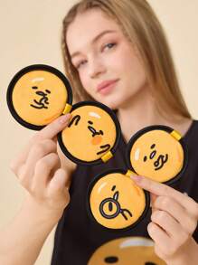 Gudetama X SHEIN 4pcs Cartoon Patterned Makeup Removal Pads - Yellow - View 5