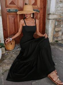 RueChic Black Maxi Dress With Ribbon Detail On The Back - Black - View 1