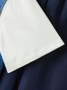 Set Kemeja Lengan Pendek Kerah Berlipat untuk Remaja Laki-laki, Jaket Tanpa Lengan dengan Saku Bergaya Lusuh, dan Celana Panjang - Biru - View 6