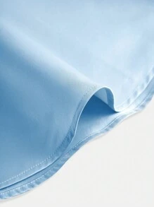 SHEIN Girlism 少女純色編織緞面露背連衣裙，配移可拆卸大綁帶和休閒細肩帶 - 淺藍色 - 查看 3