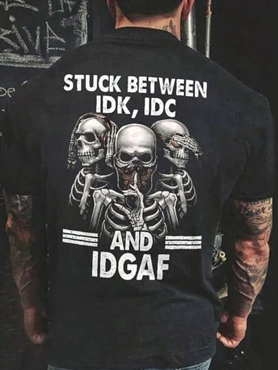 Men's Skull Print Short Sleeve T-Shirt, Comfortable Breathable, Style For Summer Wear, For Halloween