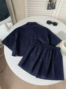 Comfortcana Navy Blue Woven Daily Casual Outfit - Navy Blue - View 3