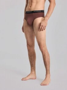 Men's Simple Letter Patterned Triangle Briefs, 3pcs/Set - Multicolor - View 8