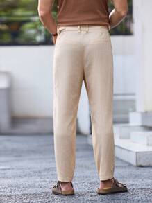 Manfinity VCAY Woven Long Straight-Leg Casual Men's Suit Pants, Perfect For Spring/Summer - Brown - View 2