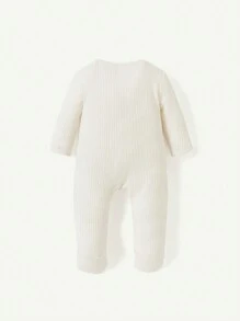 Cozy Pixies 新生嬰兒男寶寶純色連腳爬服細身2件套裝 - 藍色 - 查看 4