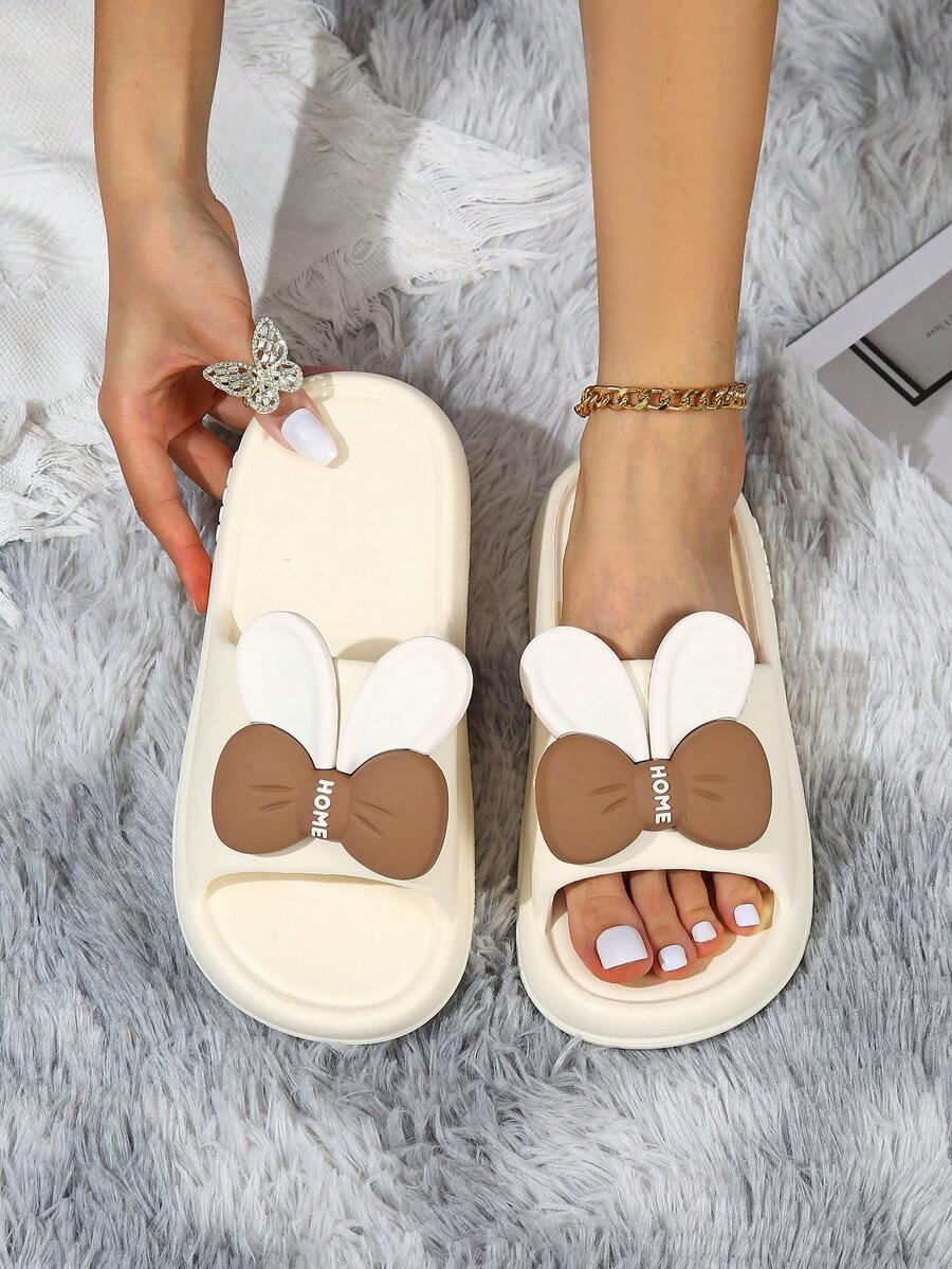 夏季室內外家用軟底卡通女拖鞋，舒適度極高 - 白色 - 查看 1
