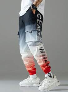 Claim Dot Pantalones diarios para hombres con bloqueo de color y gráfico de letra simple, otoño - Multicolor - Ver 4