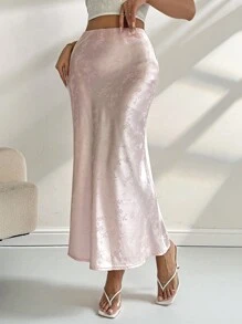 Chiquease Falda sirena de jacquard floral francés para mujer de verano - Rosa - Ver 7