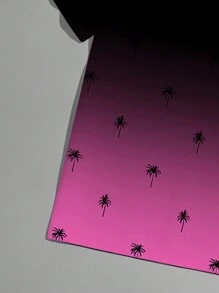 Manfinity Homme Men Palm Tree Print Ombre Tee For Dailywear - Hot Pink - View 3