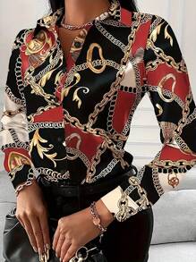 Chiquease Camisa de manga larga para mujer de primavera y verano para uso diario casual con estampado - Multicolor - Ver 1