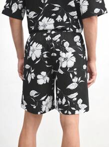 AKNOTIC Business Casual MOCODE Men's Woven Loose-Fit Mid-Waist Shorts With Ditsy Floral, Suitable For Summer