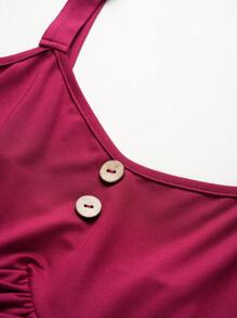 SHEIN Clasi Random Print Women's Dress - Red and White - View 4