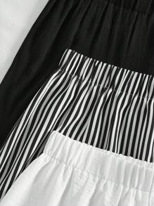 SHEIN VCAY 3pcs Woven High-Waist Loose Fit Women's Shorts - Multicolor - View 4