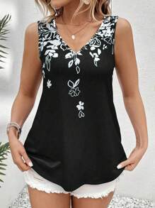 Plus Floral Print Tank Top For Summer Graphic Tees Women Tops