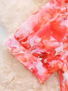 SHEIN LUNE Plus Size Button Short Sleeve All-Over Printed Fashion Vacation Shirt, Summer - Multicolor - View 3