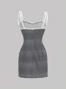 Chiquease Women's Summer Casual Plaid Lace Trim Spaghetti Strap Dress - Multicolor - View 2