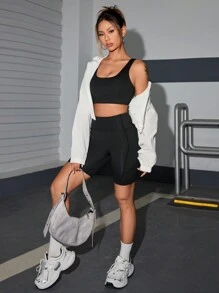 SHEIN Sport Gameset Einfarbiger Damen Sport-BH für den täglichen Gebrauch, bequem und vielseitig, um Ihren Rücken zur Schau zu stellen
