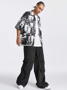 Manfinity NXTstreet Kemeja Pria - Hitam - View 3