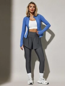 VARSITIE Sports Summer Yoga Basic  With LONG SLEEVE TOP - Blue - View 5