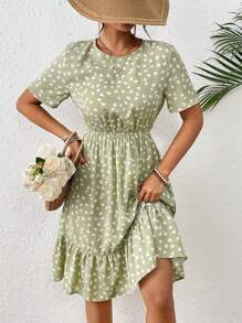 Breezaya 小碎花荷葉邊連衣裙