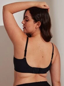 LUVLETTE Sutien sport negru fără fereturi, cu spate jos, respirabil, din modal, cu pernuțe încorporate, lenjerie intimă ca îmbrăcăminte exterioară, lipicios, mărime de bază, sutien Freedom, lenjerie intimă ascunsă, potrivit și pentru adolescente, fete tinere și copii