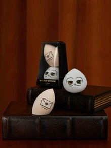 HARRY POTTER X SHEIN 2 Pcs Cartoon Owl Printed Makeup Sponge (With Packaging),Gifts,Valentine's Day, Back To School - Multicolor - View 2