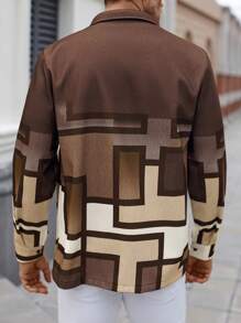 Manfinity Homme Men's Color Block Buttoned Jacket With Pockets For Casual Wear, Long Sleeves Going Out Colorful Long Sleeve Jacket, For Friends, Husband, Boyfriend Gifts Men Plaid Jacketmen Shacketmen's Shacketmens Shacket