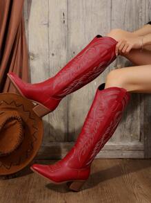 FVPFVP Botas cuadradas blancas de moda para mujer, perfectas para usar con suéteres, botas altas de invierno, botas con calcetines, tacones gruesos, botas de estilo occidental, tacones altos blancos, botas vaqueras, botas altas, zapatos de mujer, botas de moda perfectas para usar con pantalones cortos, botines para mujer