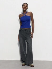 Maija Áo quây không tay màu xanh dương trơn, kiểu cổ yếm, hở lưng, có vòng cổ. Lãng mạn, thời trang, đa năng; thích hợp cho kỳ nghỉ hè, thoải mái, phong cách bohemian, đồ đi biển, áo khoác ngoài đồ bơi, sành điệu, thanh lịch, giản dị, mặc hàng ngày, phong cách đồng quê, thiết yếu, màu trơn, phong cách thường ngày khi đi nghỉ mát. - Màu xanh lam - Xem 2