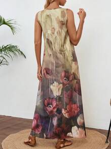 EMERY ROSE 女式假日休閒花卉印花無袖長裙 - 彩色 - 查看 2