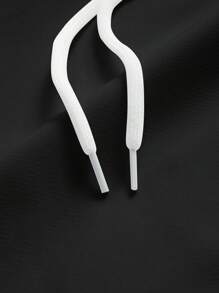 Manfinity Campus Court 男士火焰印花抽绳腰短裤，夏季足球风格，返校图案外出休闲短裤，足球风格，适合丈夫、男朋友的礼物 - 黑色 - 查看 7